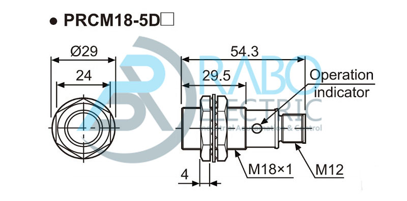 ابعاد سنسور پراکسی سوکتی PRCM-18  آتونیکس سنس 5